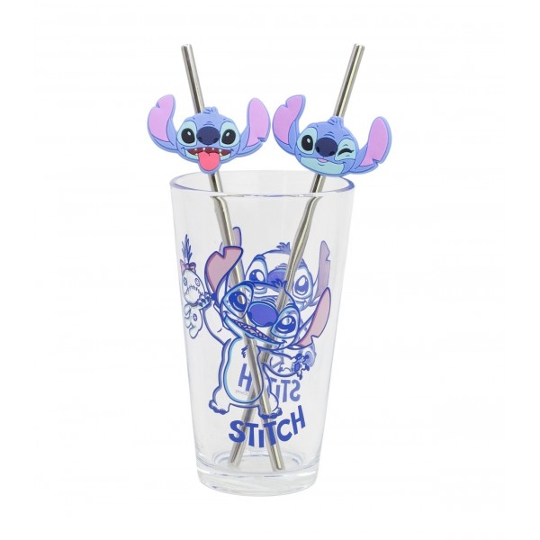 SET VASO CON DOS PAJITAS 480 ML STITCH ALOHA