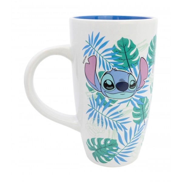 TAZA CERAMICA LATTE 695 ML EN CAJA REGALO STITCH ALOHA