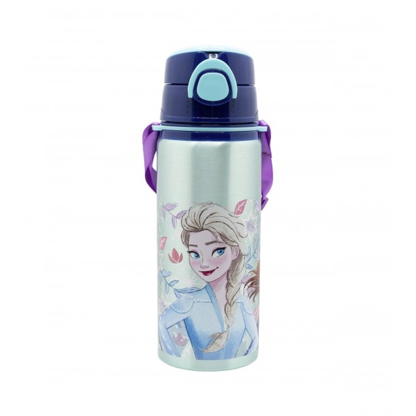 BOTELLA POP UP DE ALUMINIO CON CORREA 730 ML FROZEN SNOWY TALE