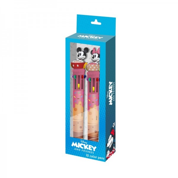 Pack de 2 Bolígrafos Disney Mickey y Minnie 10 Colores