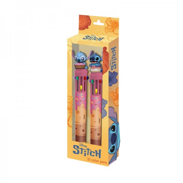 Disney Lilo y Stitch Pack 2 Bolígrafos 10 Colores Multicolor