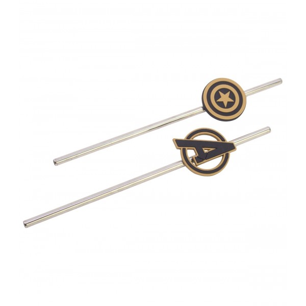 SET DOS PAJITAS 3D ACERO INOXIDABLE MARVEL GOLDEN TREASURE