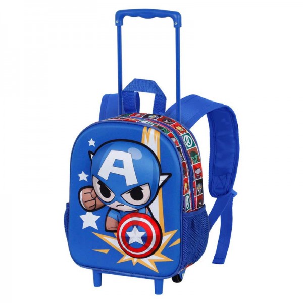 TROLLEY CAPITÁN AMÉRICA AZUL MOCHILA 3D CON RUEDAS PEQUEÑA CAPITÁN AMÉRICA PUNCH