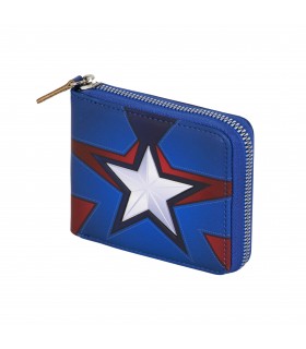 Marvel Captain America Star-Wallet Man Zip, Blue