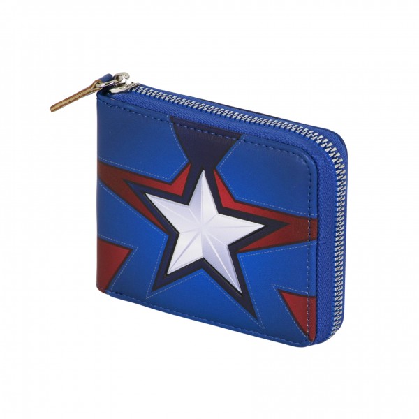 Marvel Captain America Star-Wallet Man Zip, Blue
