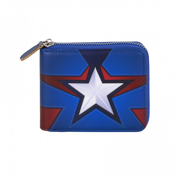 Marvel Captain America Star-Wallet Man Zip, Blue