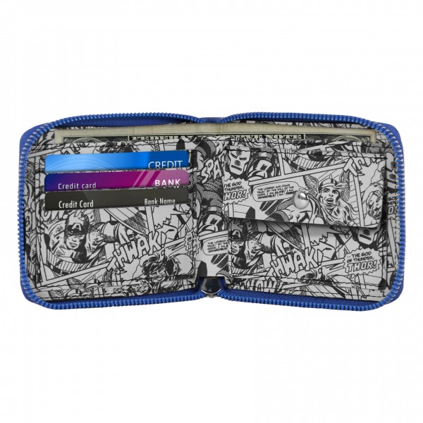 Marvel Captain America Star-Wallet Man Zip, Blue