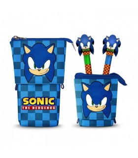 Sonic The Hedgehog Estuche Portatodo Cute + 2 Bolígrafos de Gel Borrables