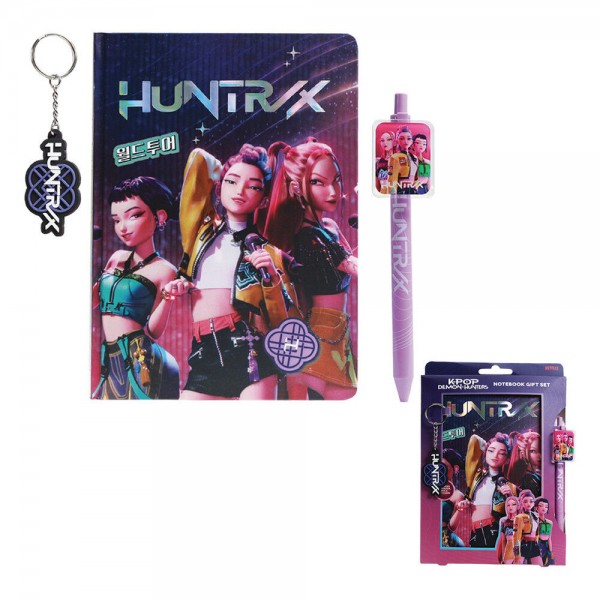 Cuaderno + boligrafo + llavero KPop Demon Hunters
