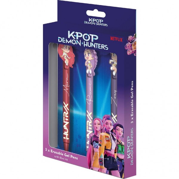 BOLÍGRAFOS K-POP DEMON HUNTERS CON TINTA BORRABLE (3 UNIDADES)